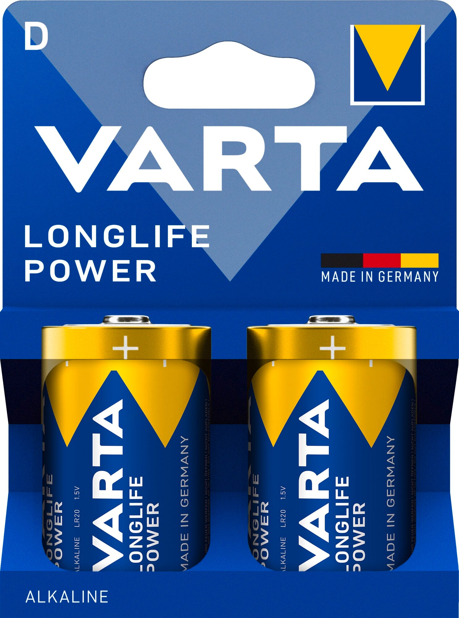 2 Longlife Power D Batterien