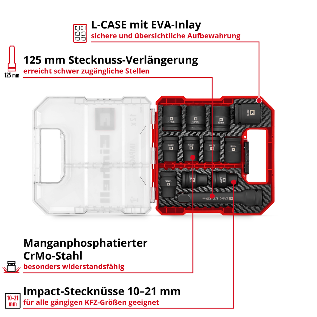 KFZ-Impact-Stecknuss-Set, 12-tlg.