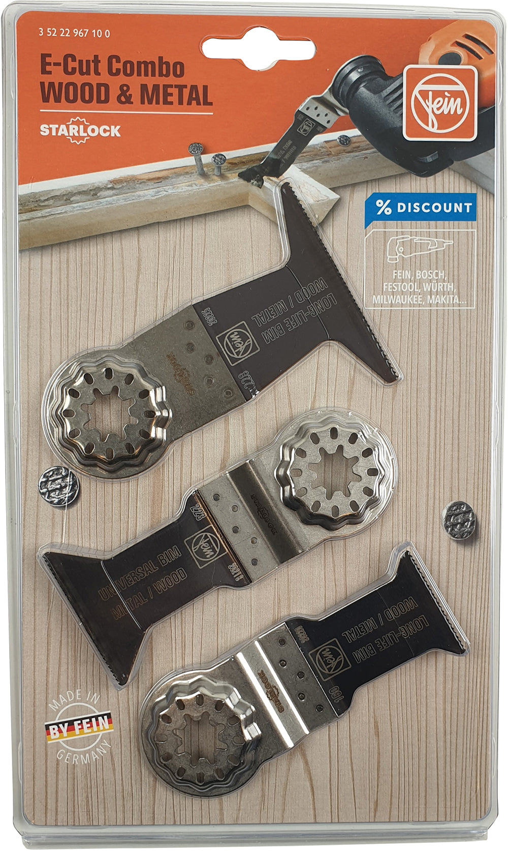 Zubehör-Set 3-tlg. E-Cut Combo Starlock Wood+Metal
