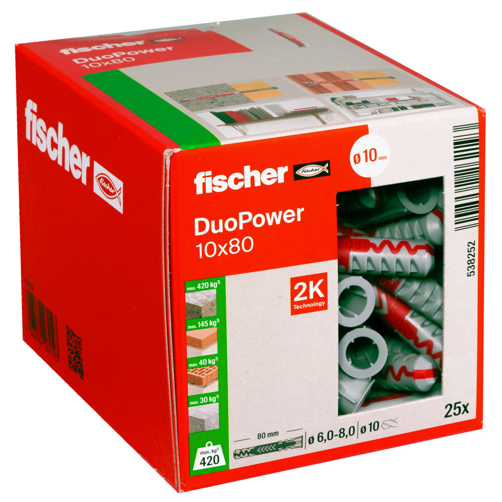 25 Dübel Duopower 10 x 80 mm