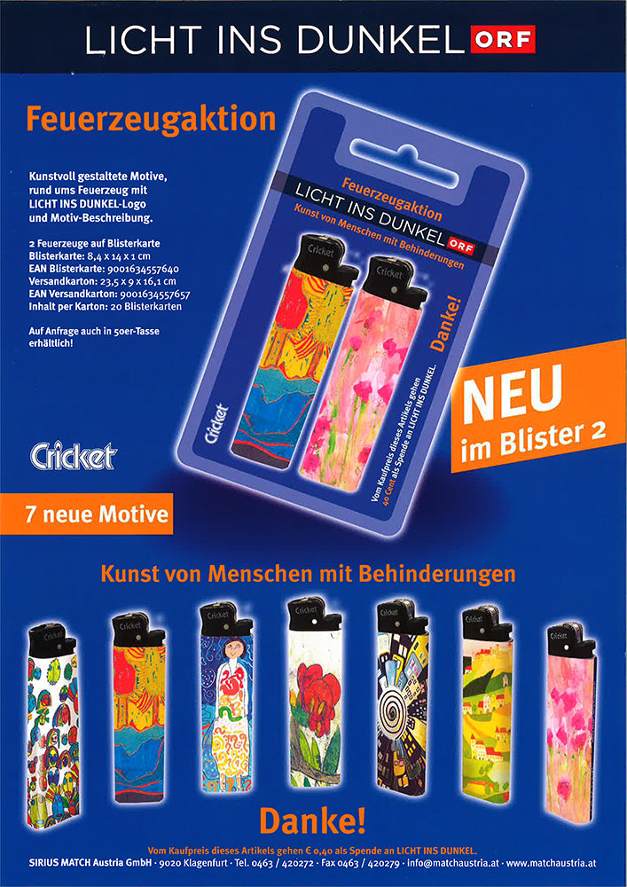 2 Feuerzeuge auf Blisterkarte