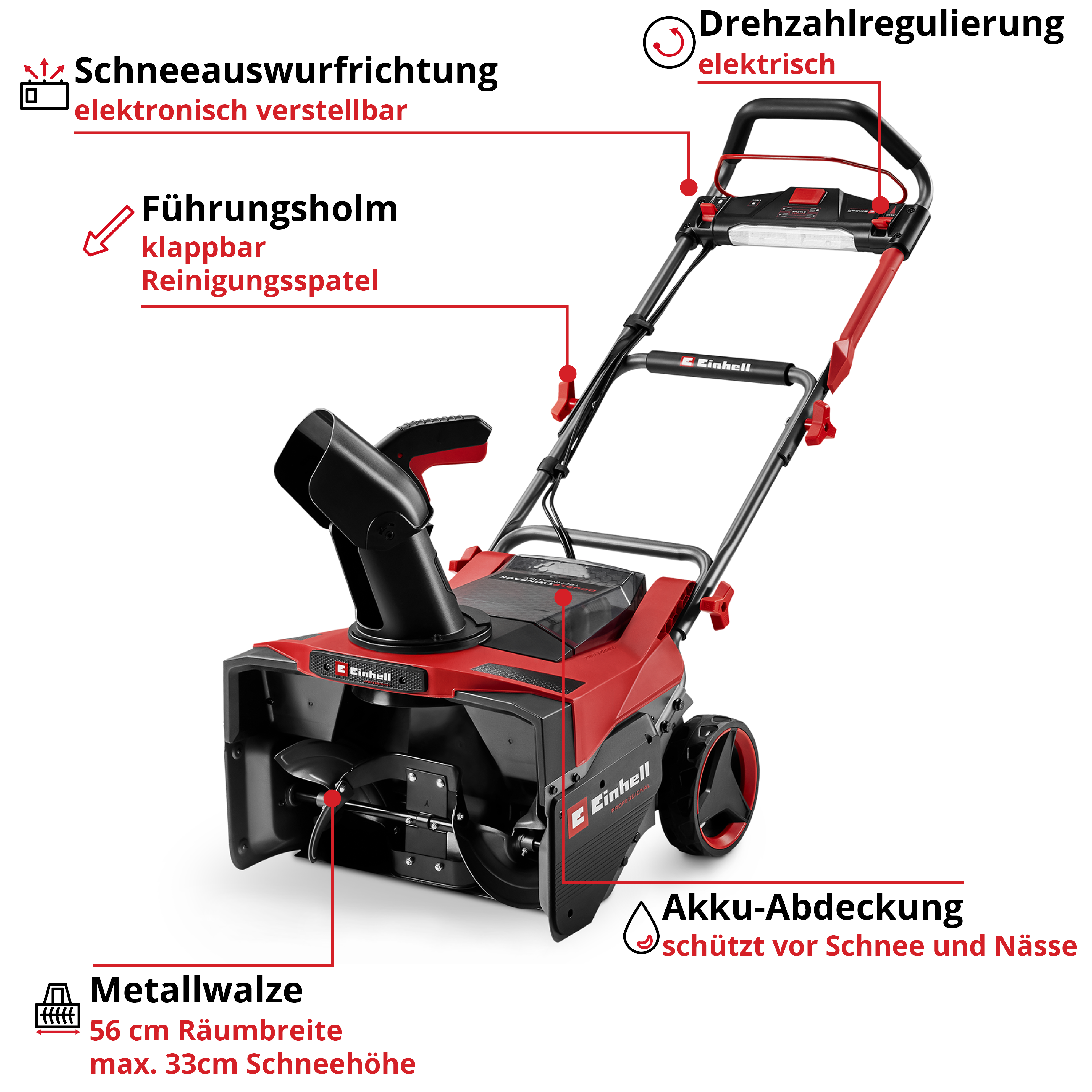 Einhell Professional Akku-Schneefräse GP-ST 36/53 Li E BL-Solo