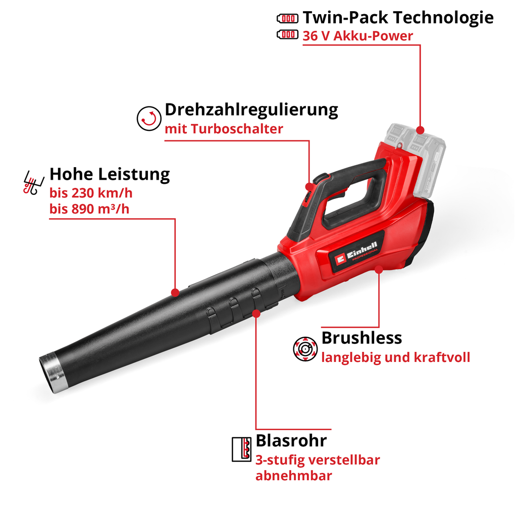 Akku-Laubbläser GP-LB 36/230 Li E BL-Solo