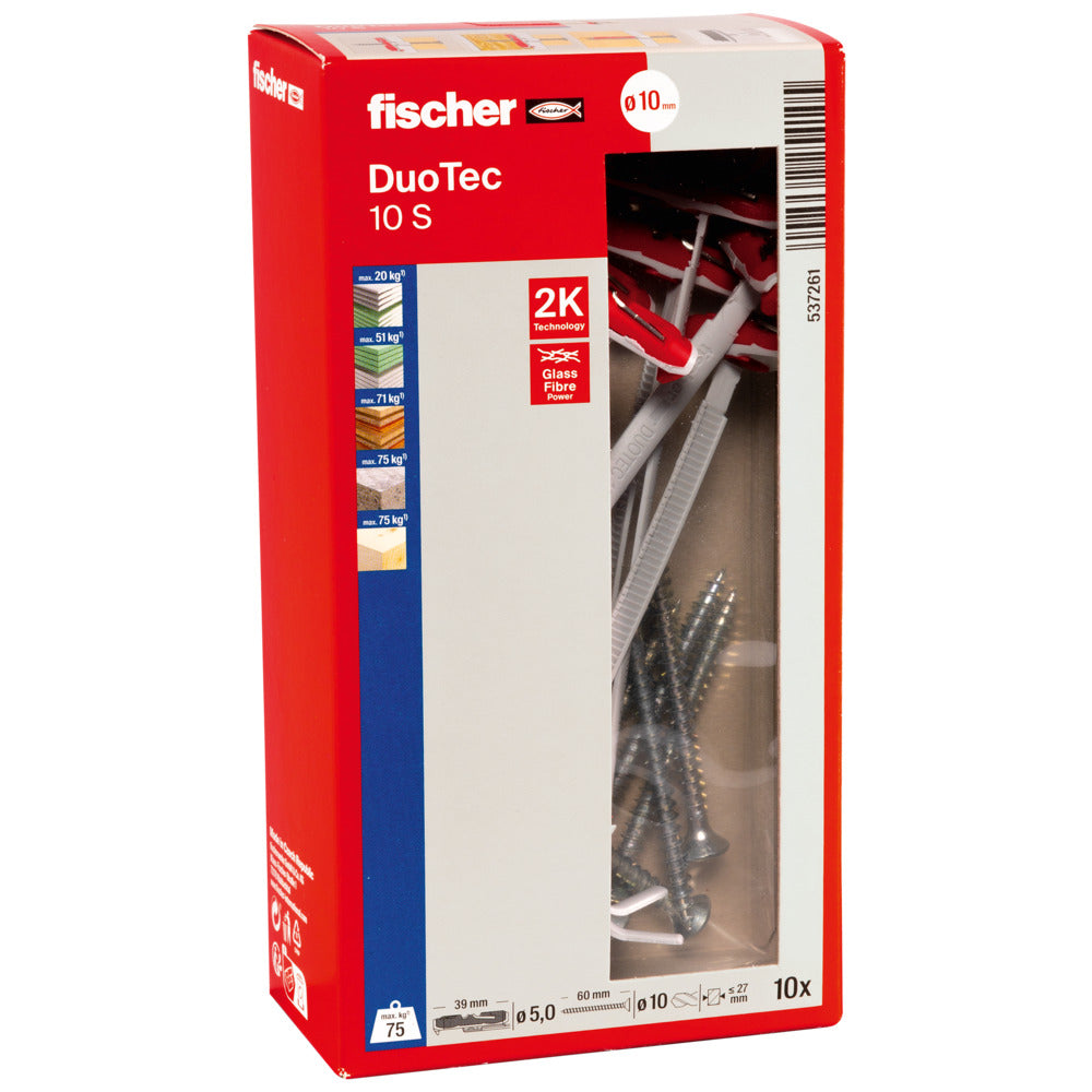 10 Hohlraumdübel Duotec 10 x 65 mm