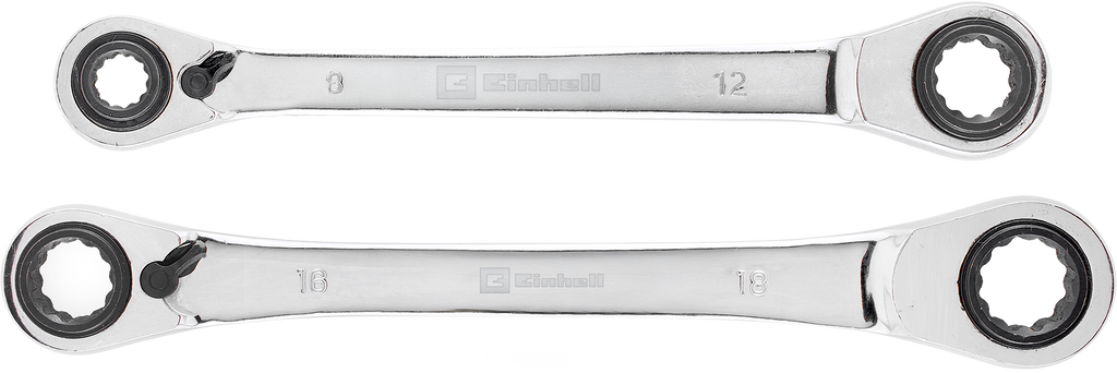 Doppel-Ratschenringschlüssel-Set, 4 in 1, 2-tlg.