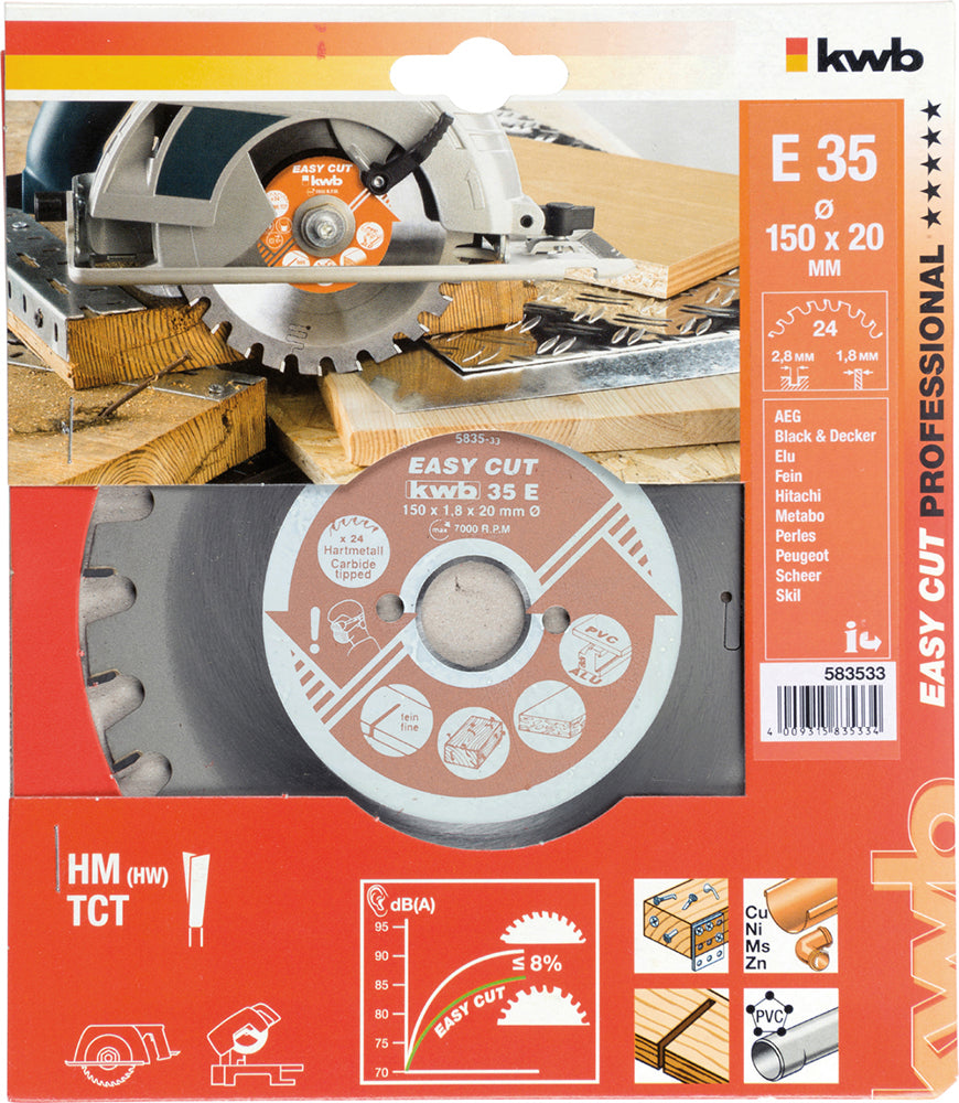 HM-Sägeblatt 150 x 20 mm Ø Easy Cut, 24 Zähne