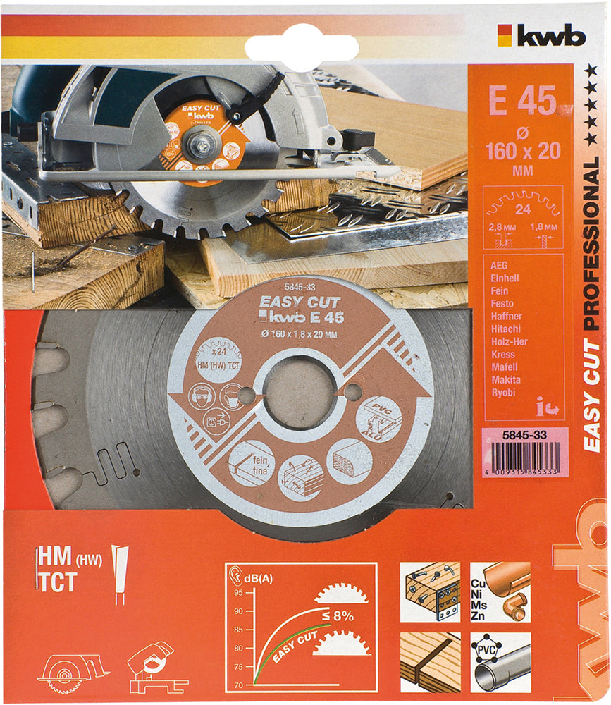 HM-Sägeblatt 160 x 20 mm Ø Easy Cut, 24 Zähne