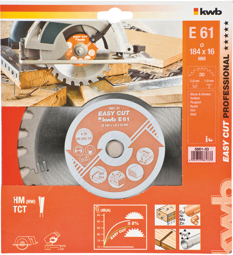HM-Sägeblatt 184 x 16 mm Ø Easy Cut, 30 Zähne