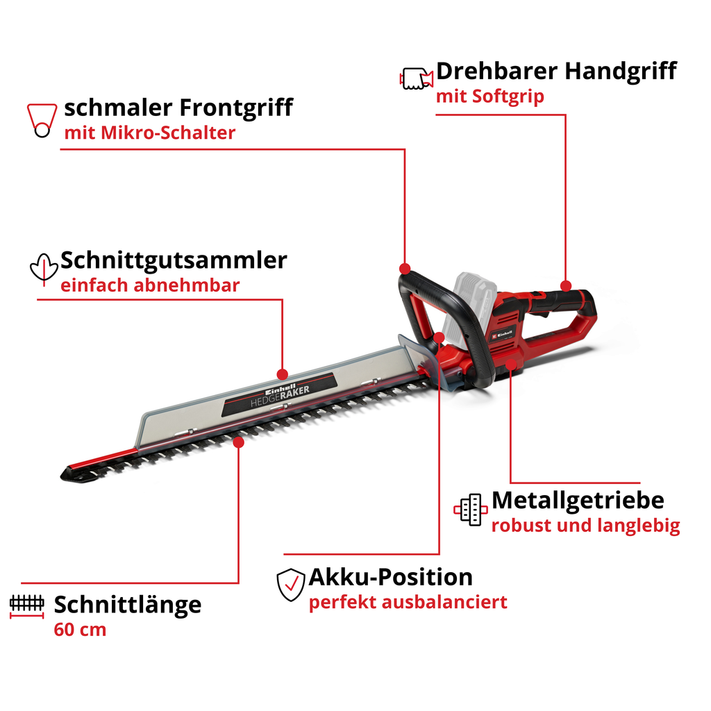 Akku-Heckenschere GE-CH 18/60 Li Solo, Power X-Change