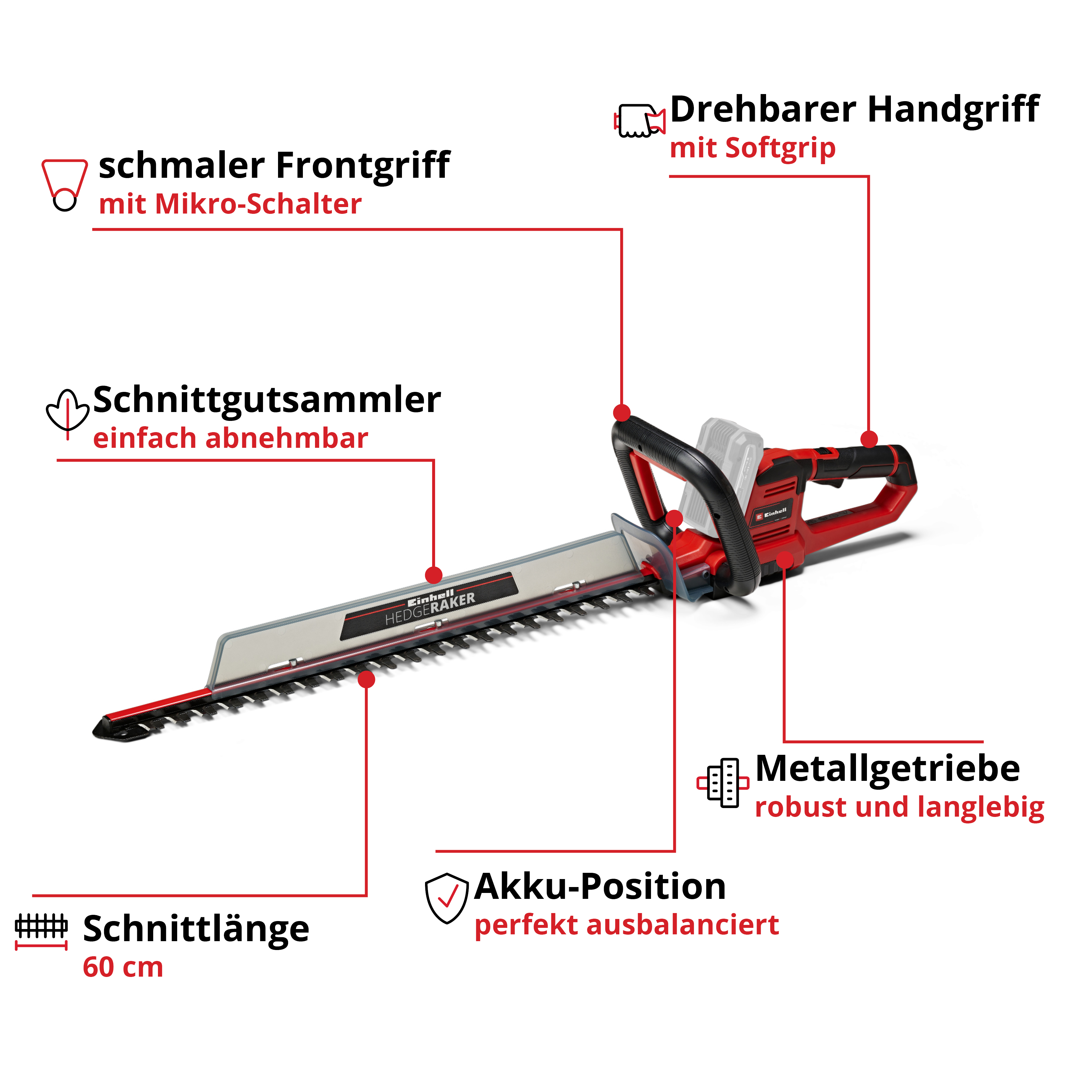 Akku-Heckenschere GE-CH 18/60 Li Solo, Power X-Change