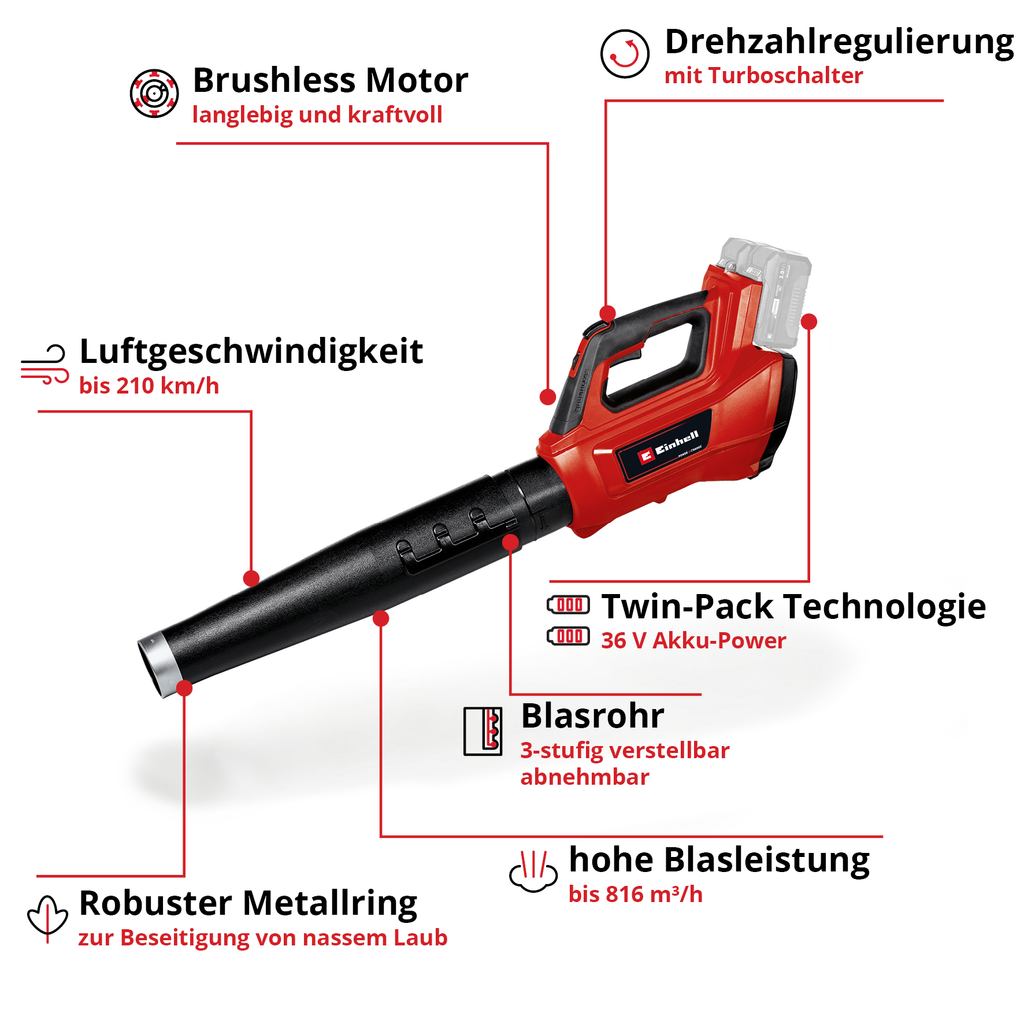 Akku-Laubbläser GP-LB 36/210 Li E Solo, Power X-Change