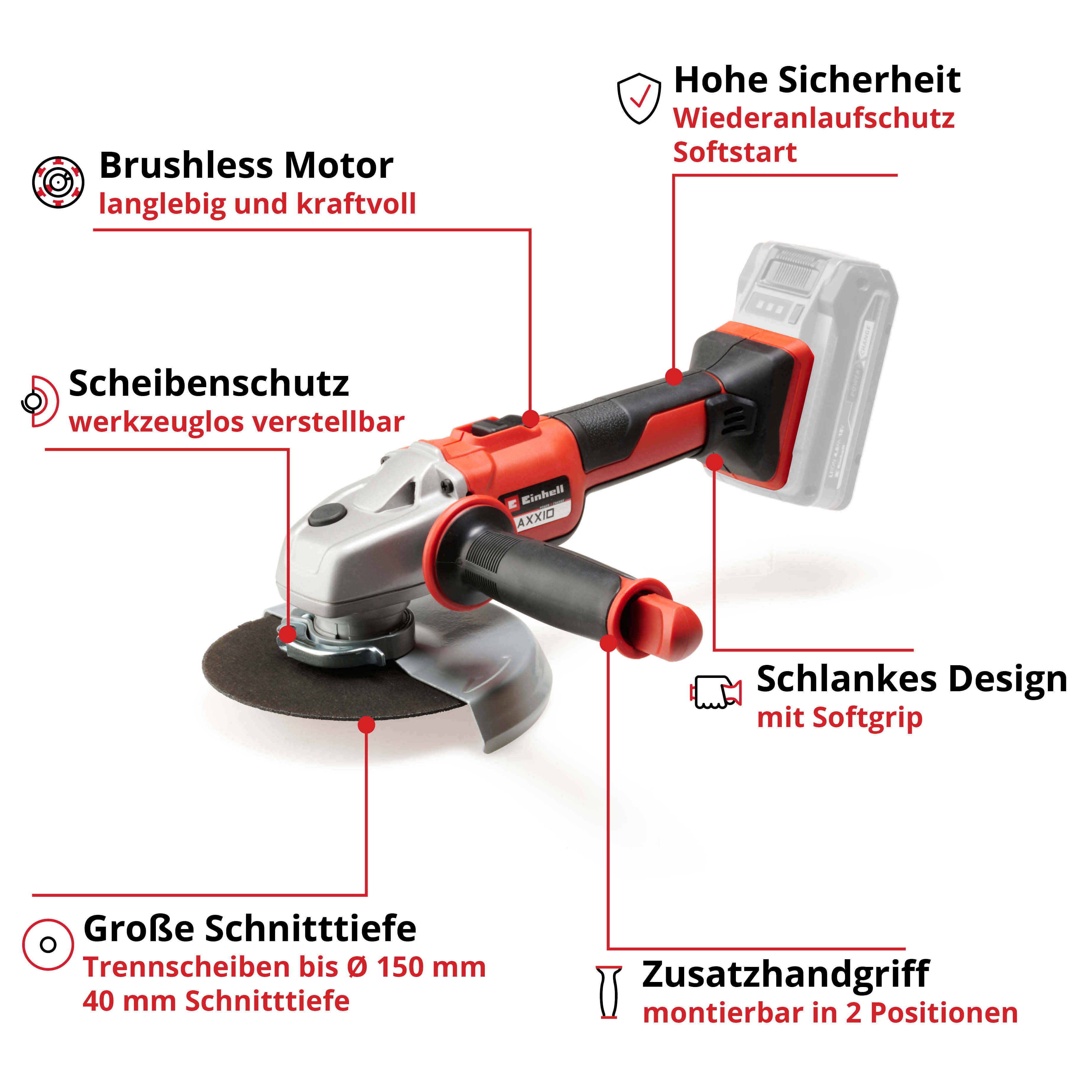 Akku-Winkelschleifer AXXIO 18/150, Power X-Change