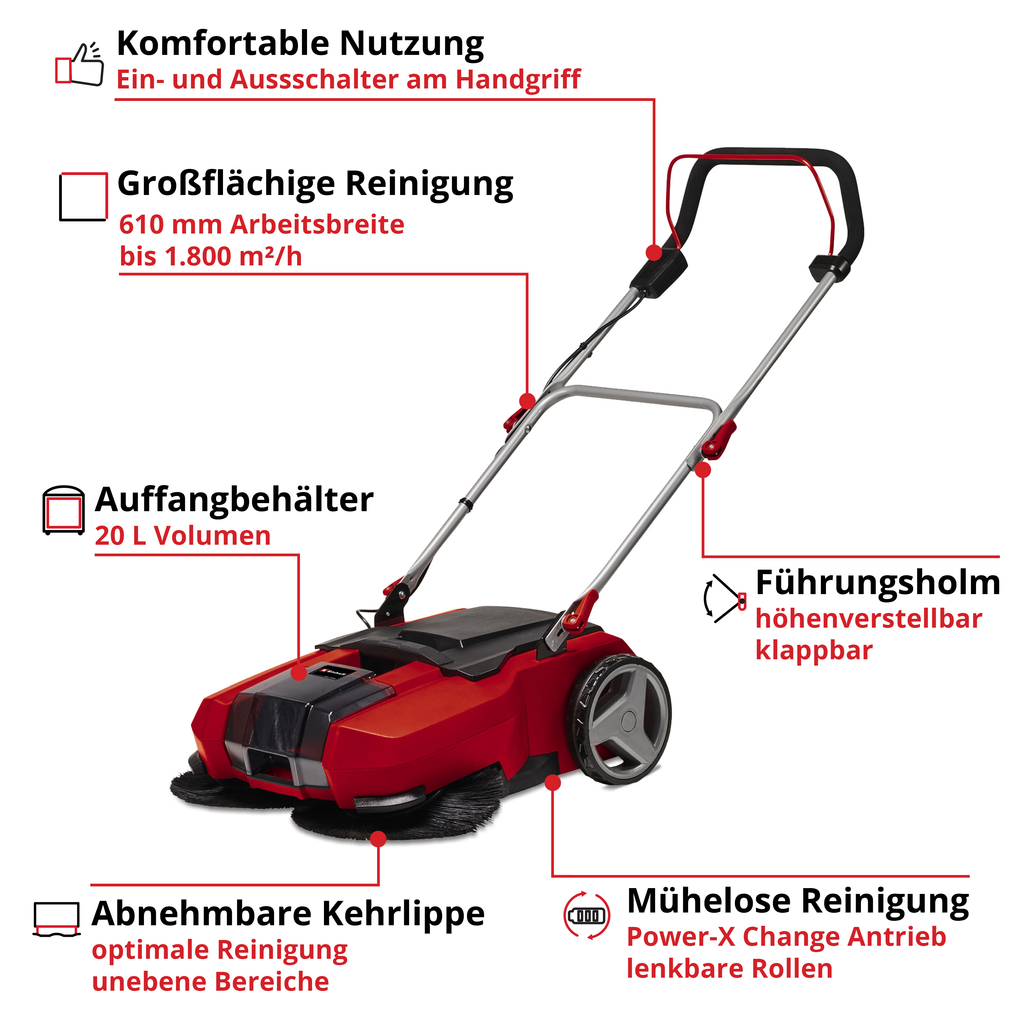 Akku-Kehrmaschine TE-SW 18/610 Solo, Power X-Change