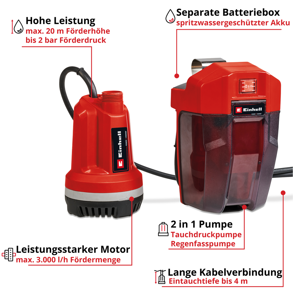Akku-Regenfasspumpe GE-PP 18 Li - Solo, Power X-Change