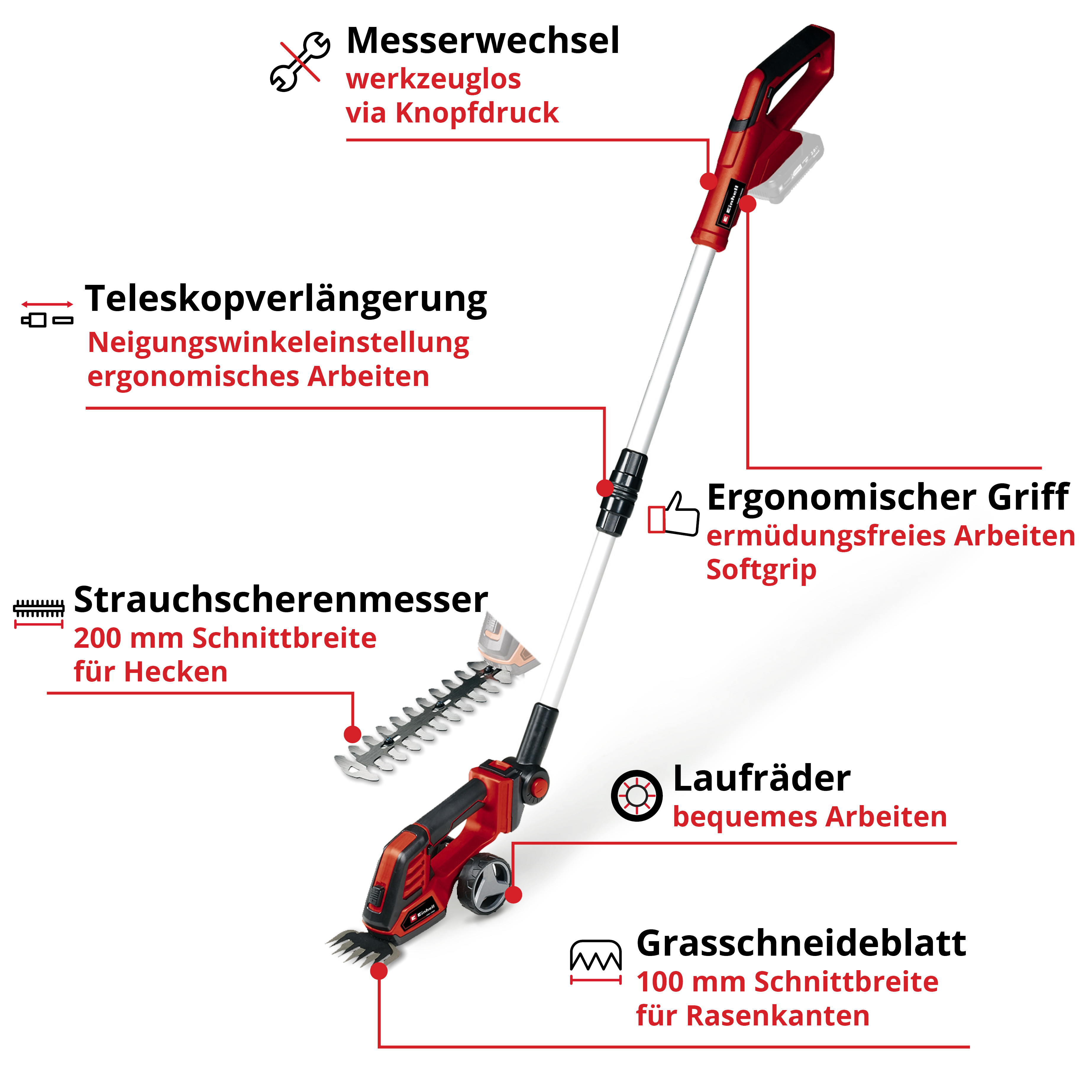 Akku-Gras- und Strauchschere GE-CG 18/100 Li T Solo, Power X-Change