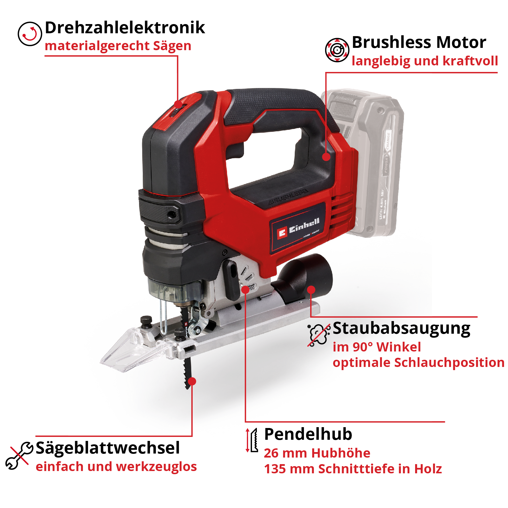 Akku-Stichsäge TP-JS 18/135 Li BL - Solo