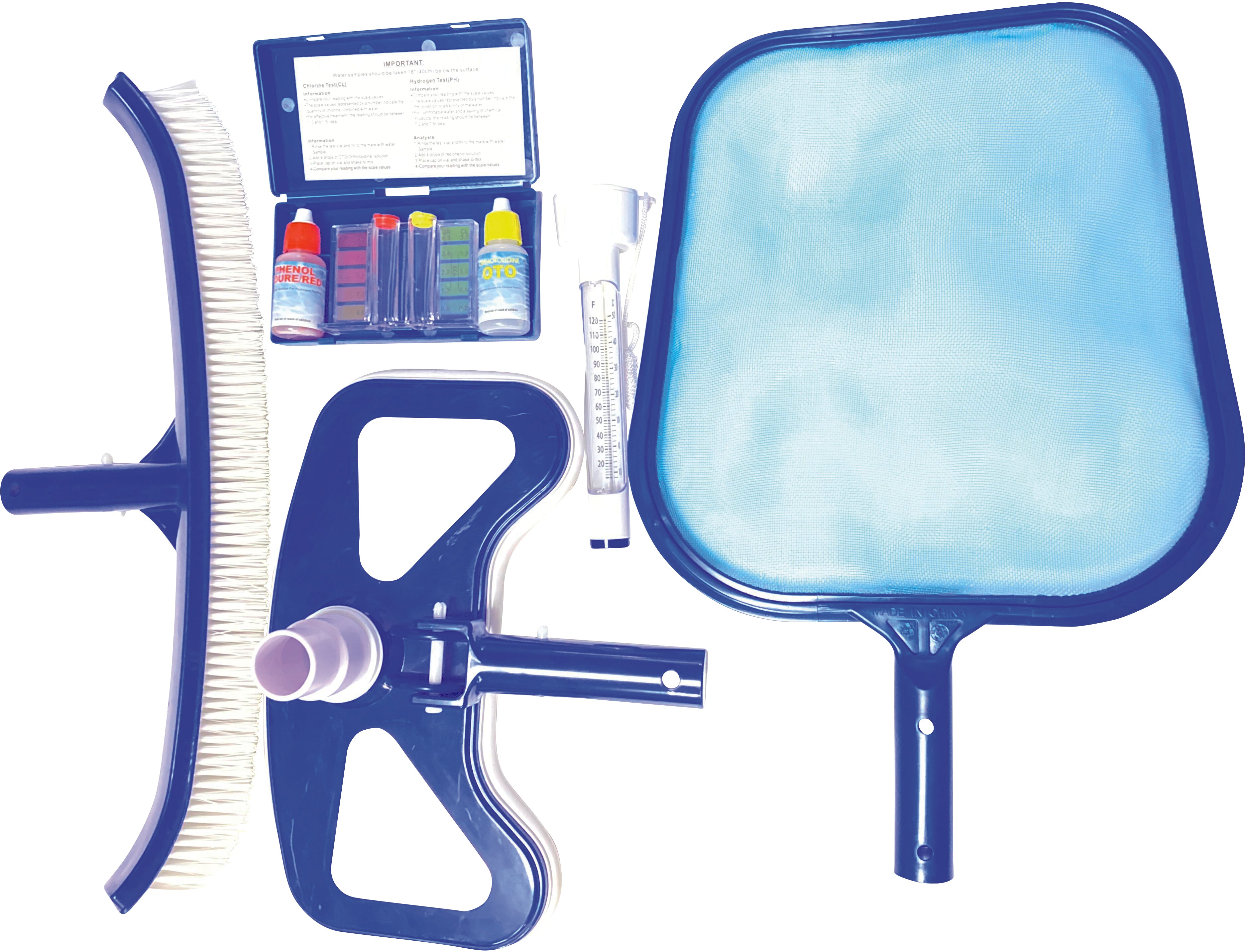 Pool-Reinigungsset mit Test-Kit 5-tlg.