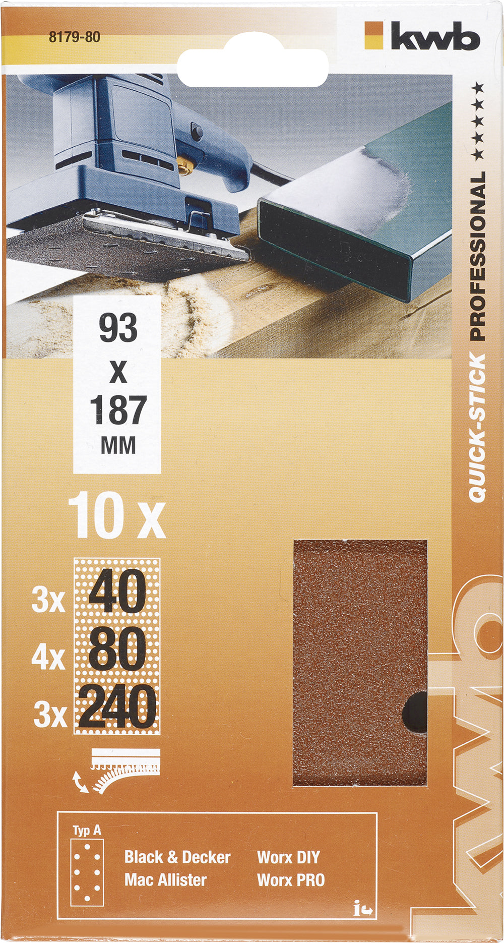 10 Stk.Schleifstreifen 93 x 185 mm sortiert