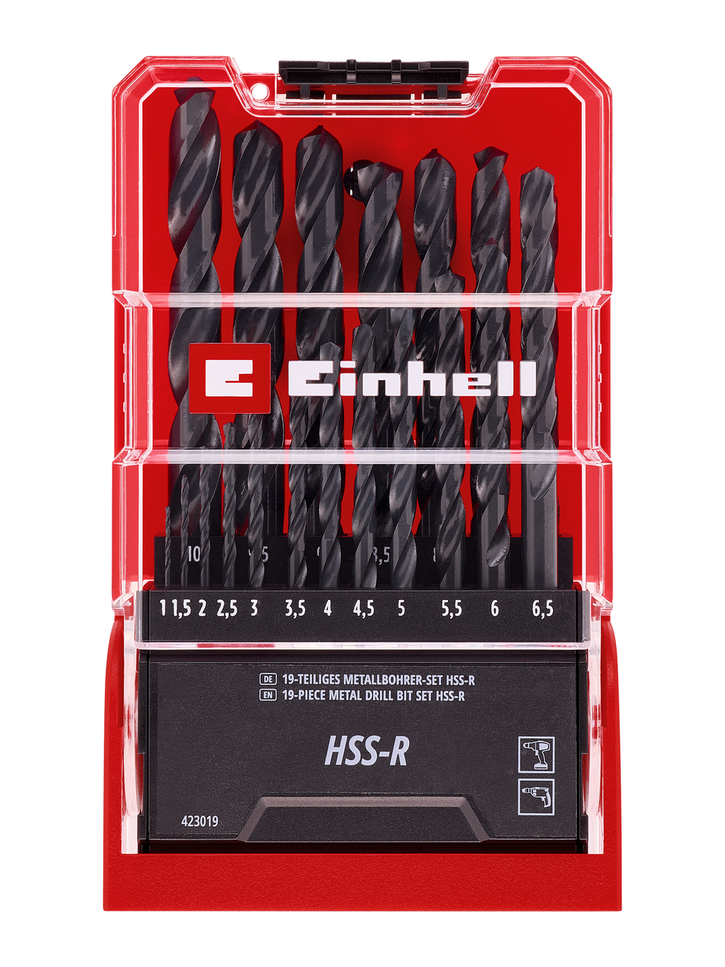 HSS-R Metallbohrer-Kassette, schwarz brüniert, 19-tlg., Ø 1 - 10 mm