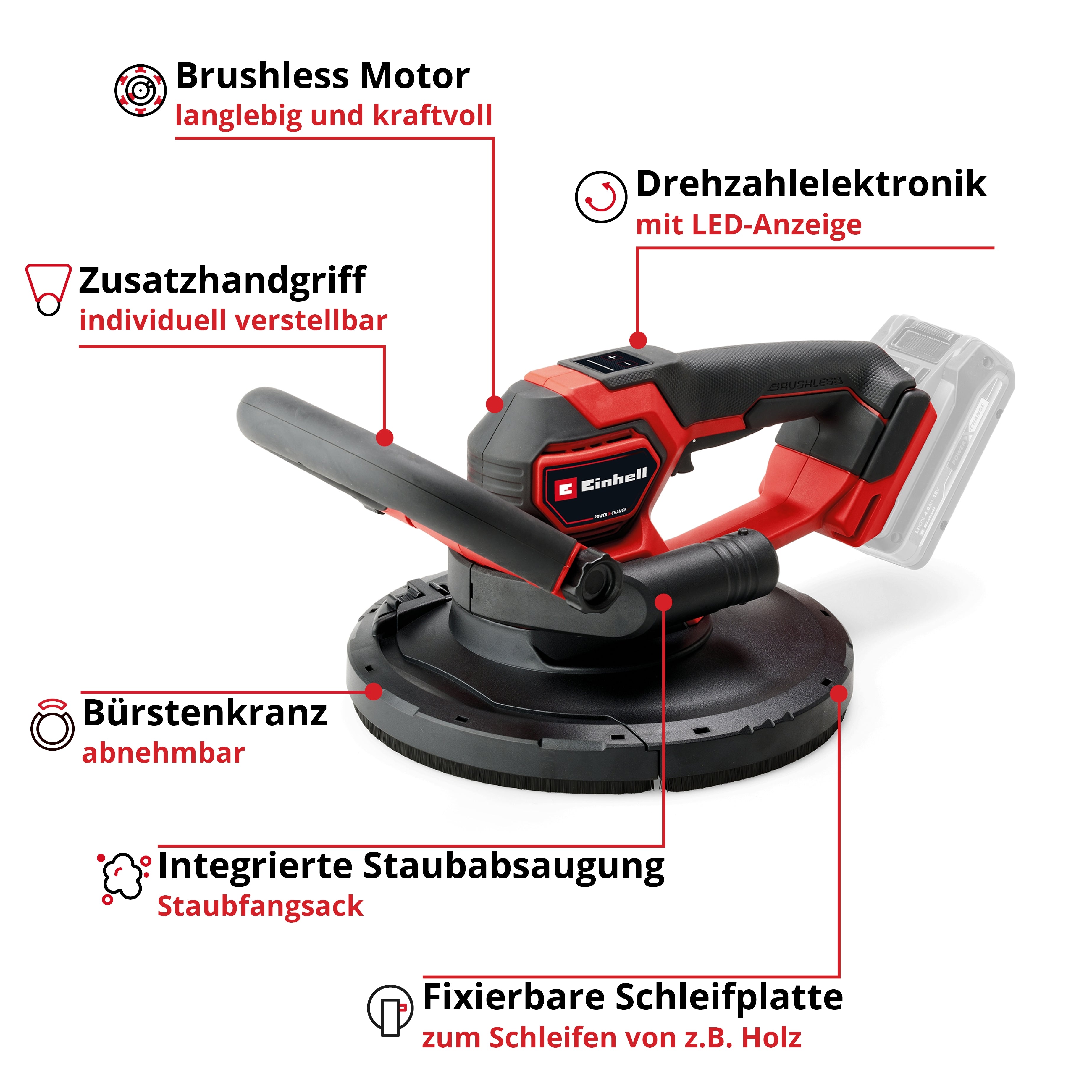 Akku-Trockenbauschleifer TP-DWS 18/225 Li BL Solo