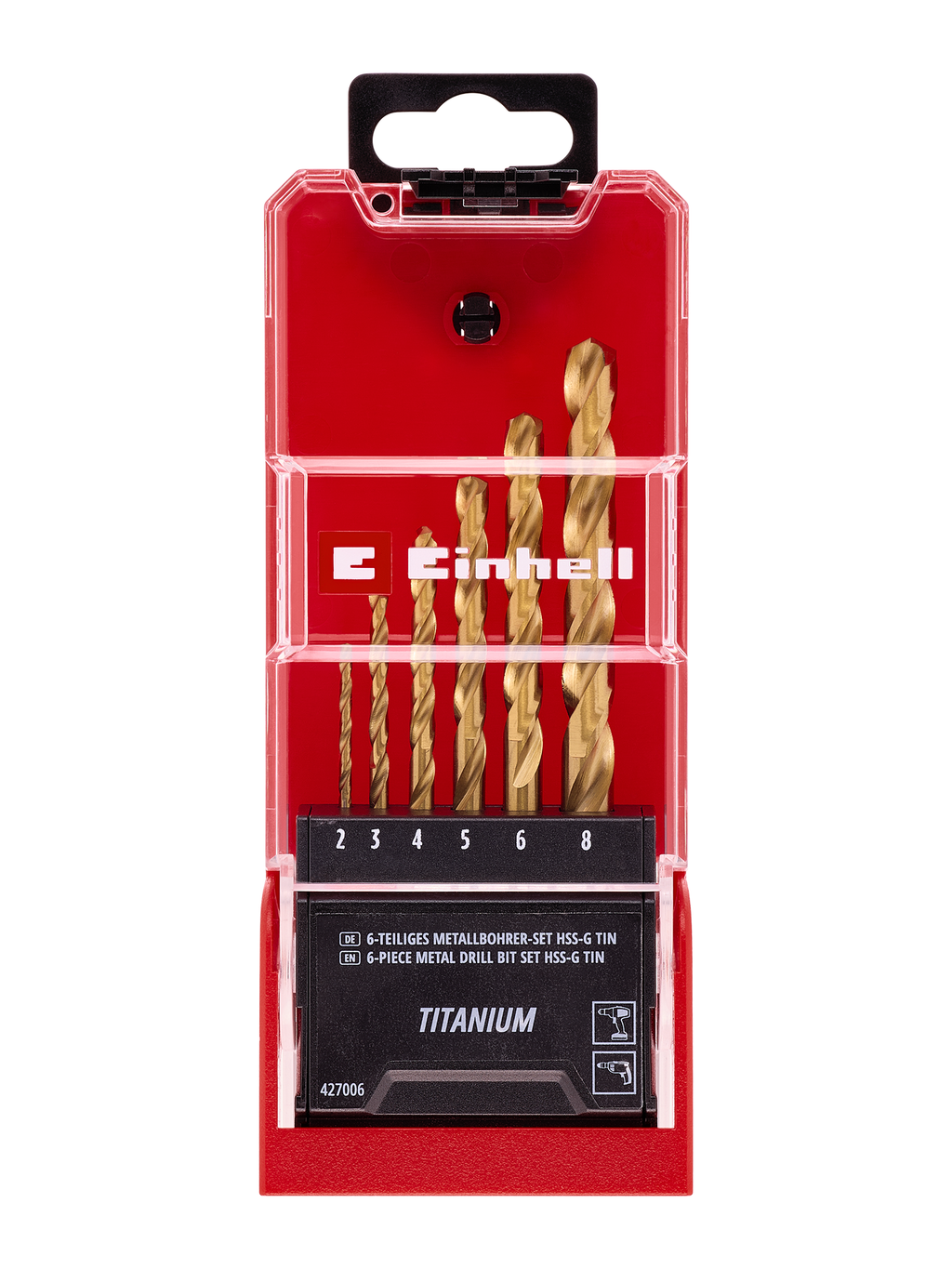 HSS-TiN Metallbohrer-Kassette, titanbeschichtet, 6-tlg., Ø 2 - 8 mm