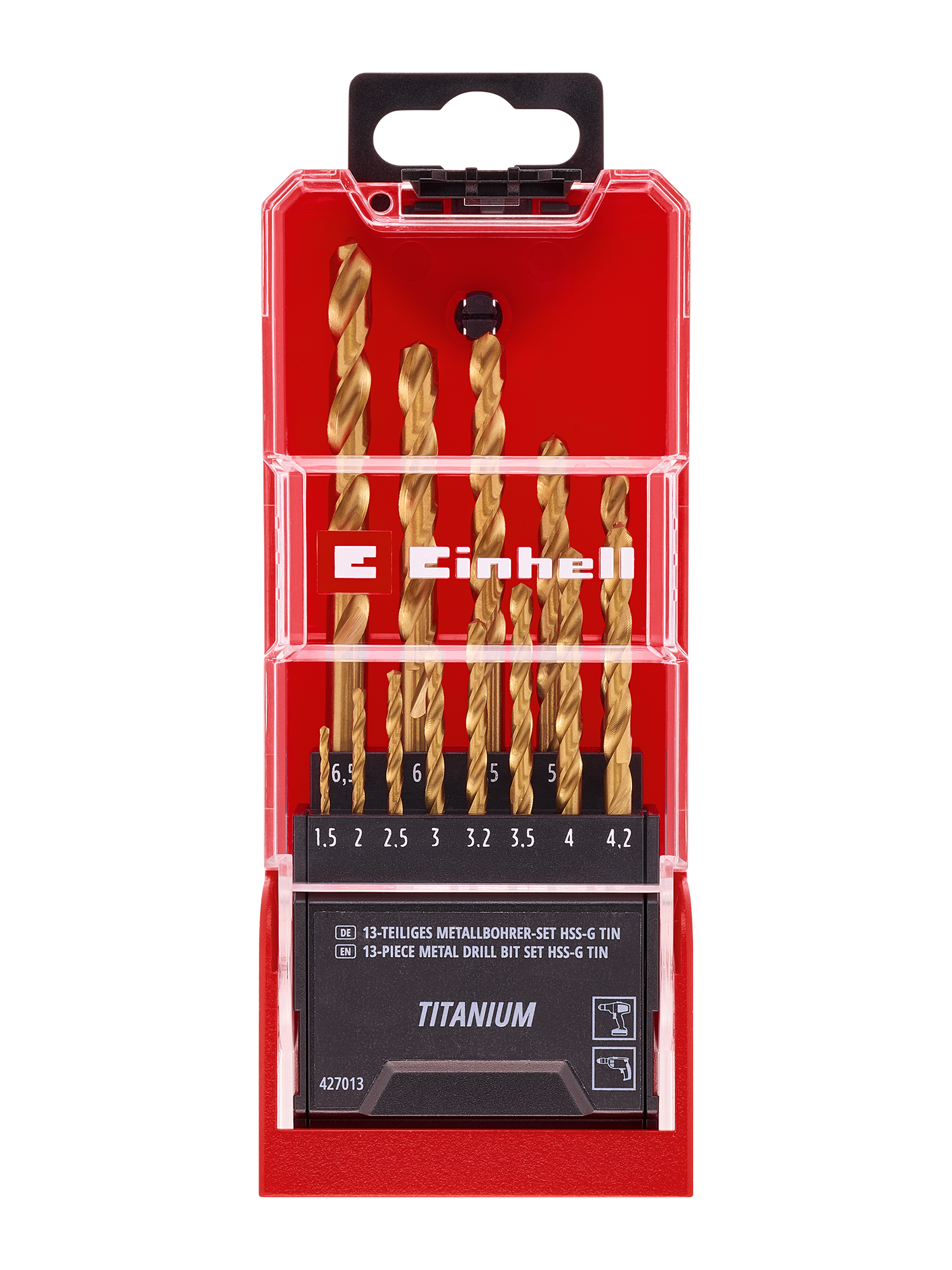 HSS-TiN Metallbohrer-Kassette, titanbeschichtet, 13-tlg., Ø 1,5 - 6,5 mm