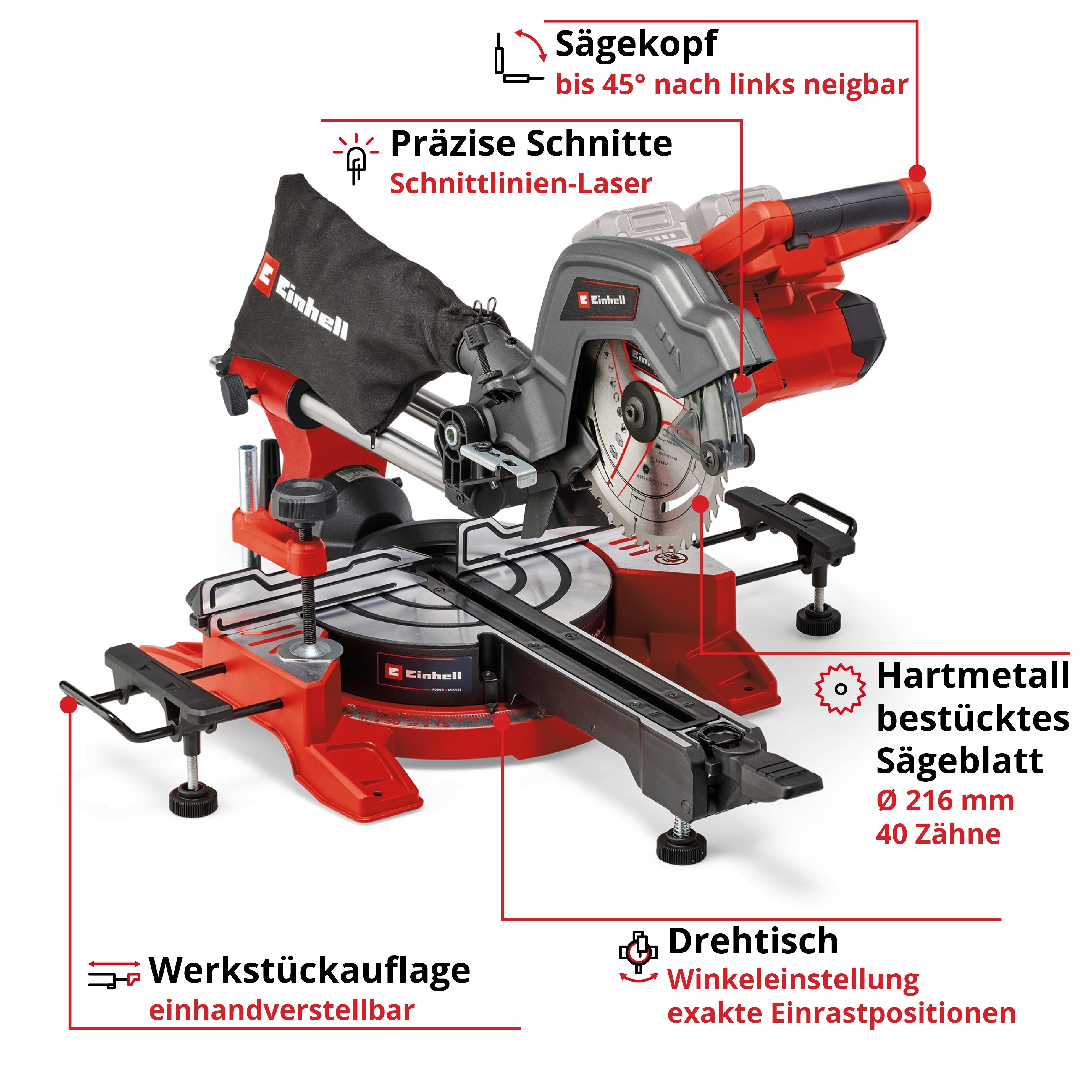 Akku-Zug-Kapp-Gehrungssäge TE-SM 36/8 L Li-Solo