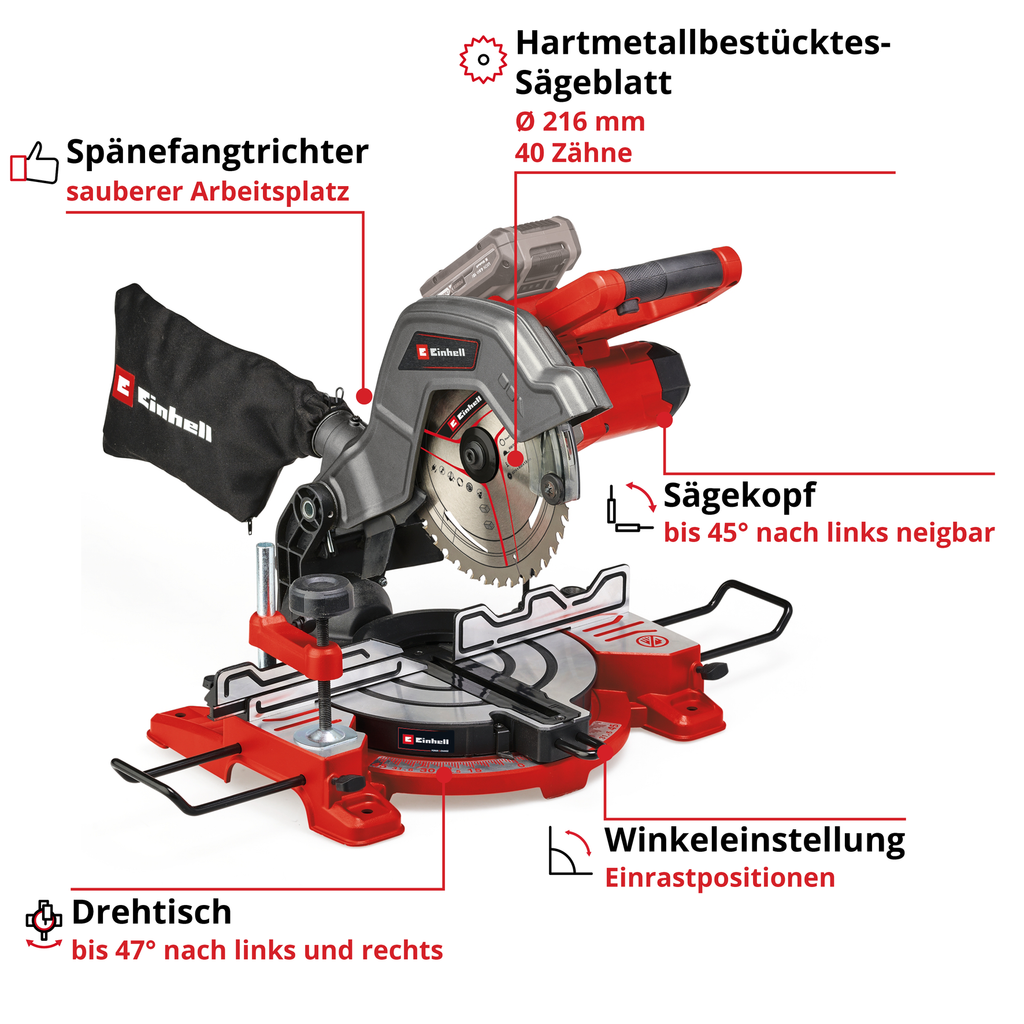 Akku-Kapp-Gehrungssäge TE-MS 18/8 Li-Solo