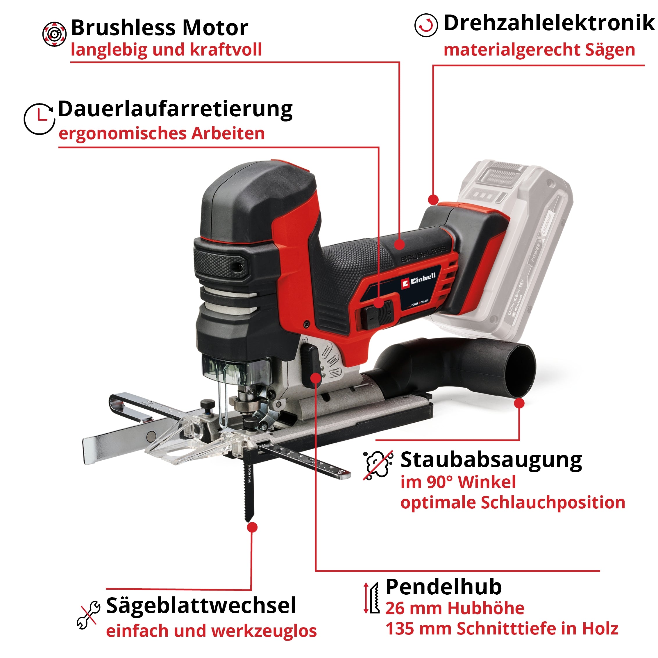 Akku-Stichsäge TP-JST 18/135 Li BL - Solo