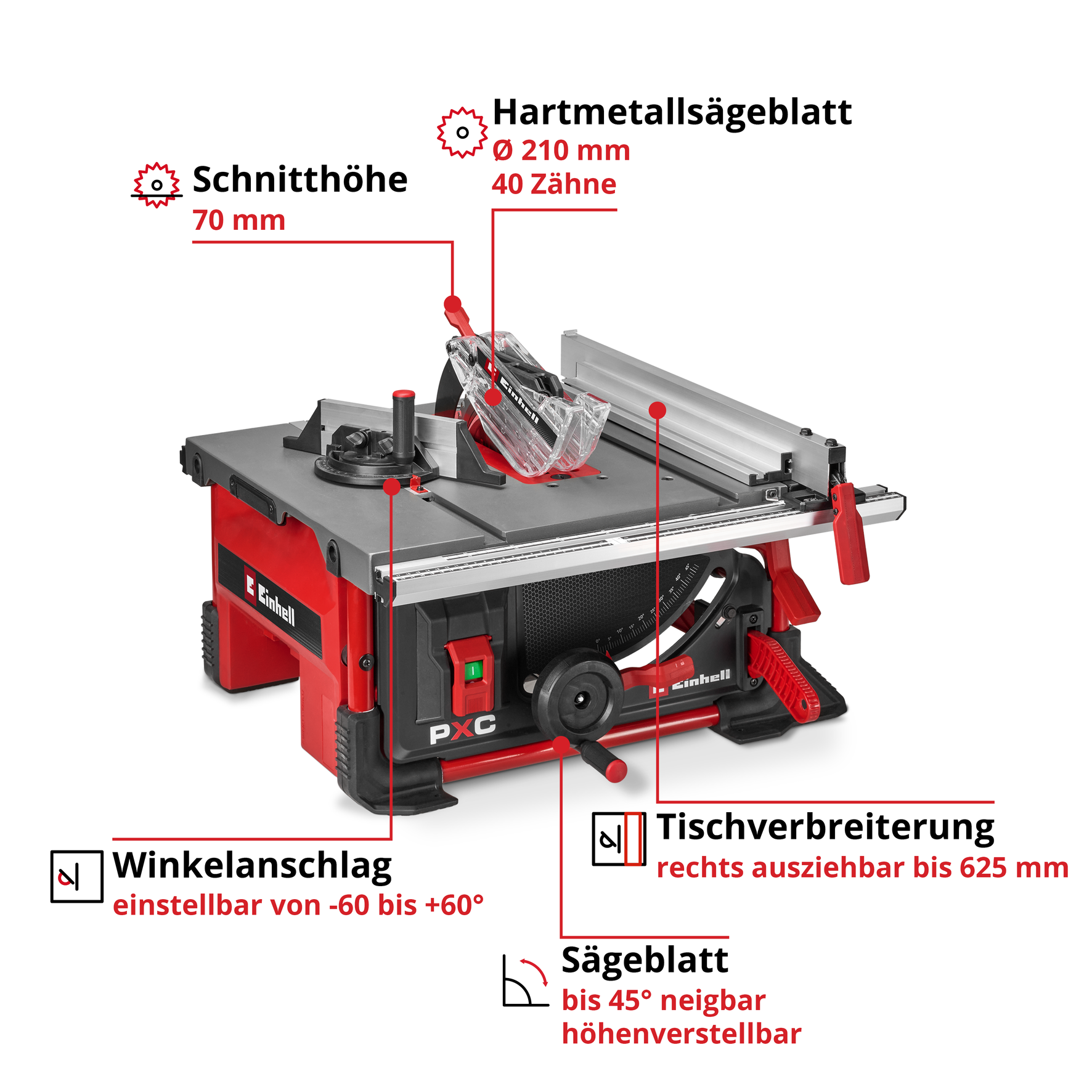 Akku-Tischkreissäge TE-TS 36/8 T Li-Solo