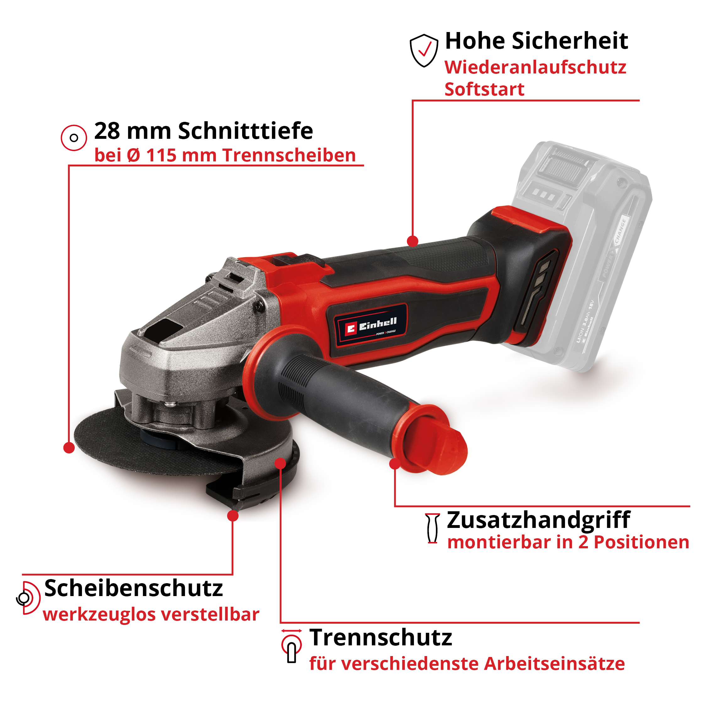 Akku-Winkelschleifer TE-AG 18/115-2 Li - Solo
