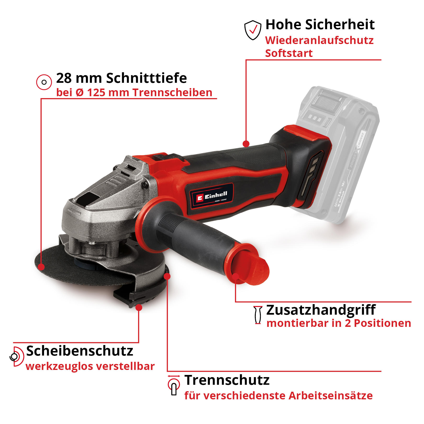 Akku-Winkelschleifer TE-AG 18/125-2 Li - Solo