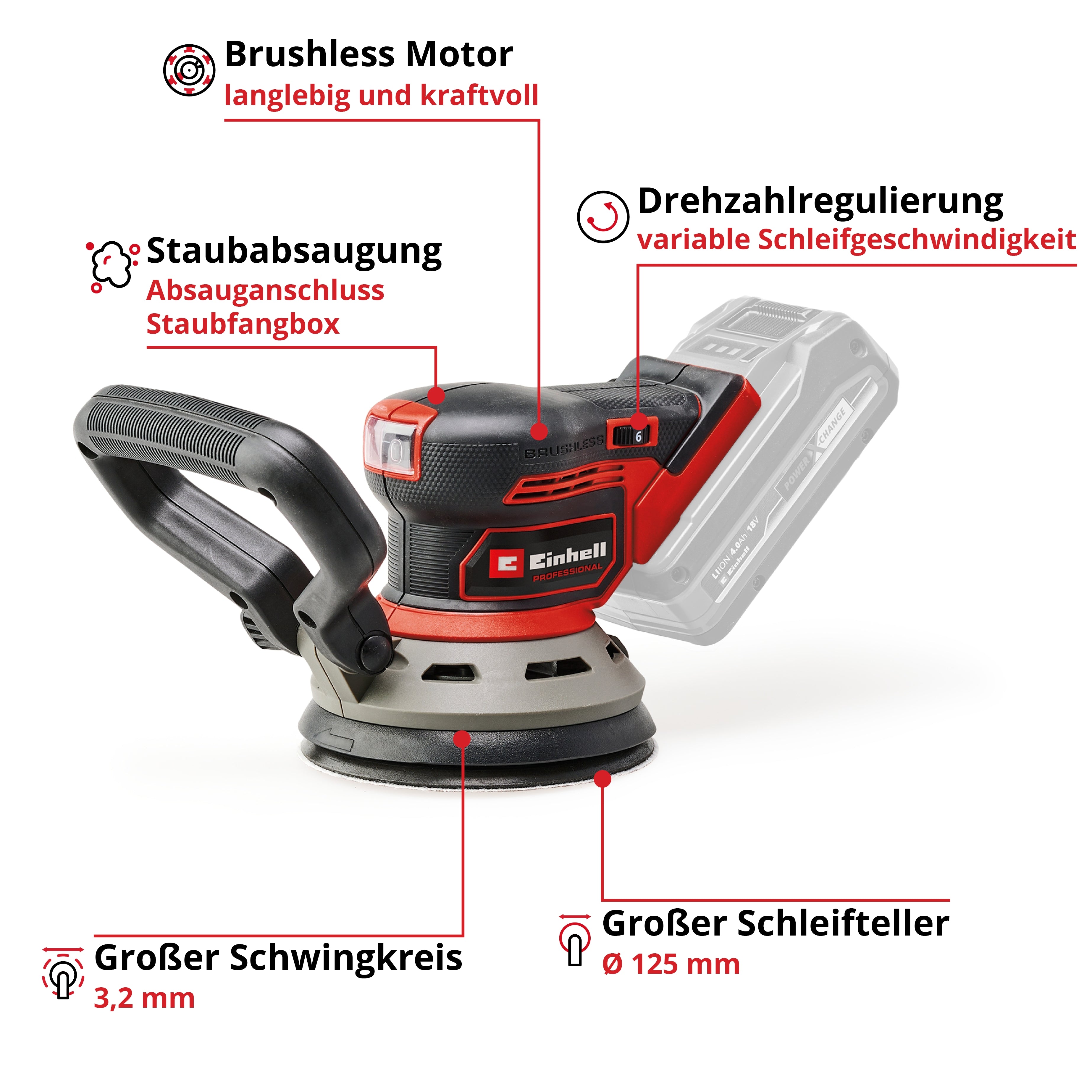 Akku-Exzenterschleifer TP-RS 18/32 Li BL - Solo