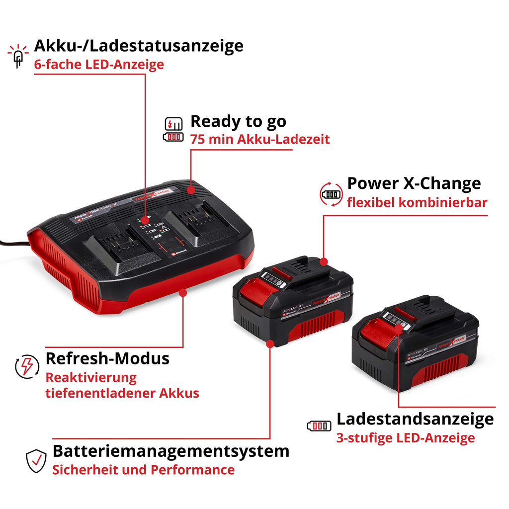 18V Doppel-Starterset 2 x 4,0 Ah Power X-Change