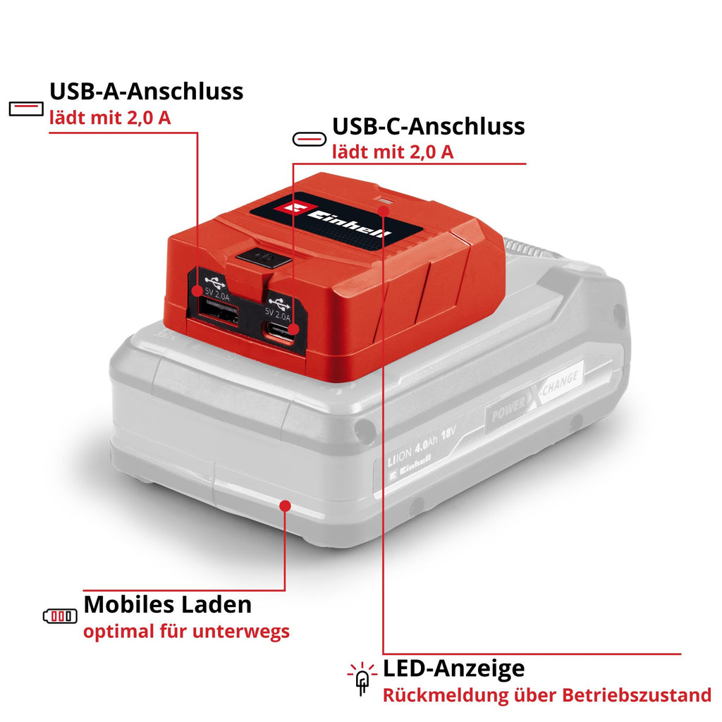 USB-Akku-Adapter TC-CP 18 Li USB A/C-Solo
