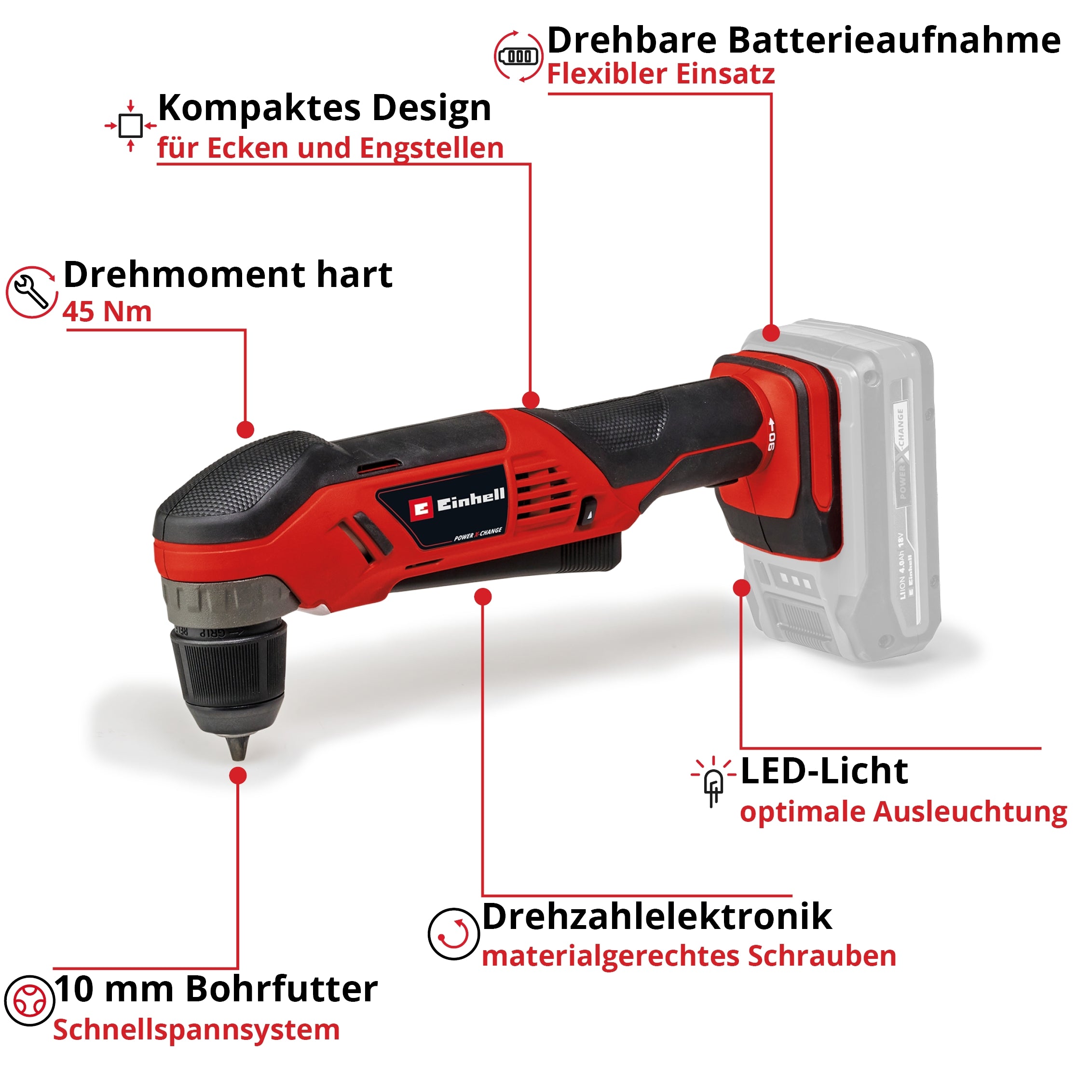 Akku-Winkelbohrmaschine TE-AD 18 Li - Solo