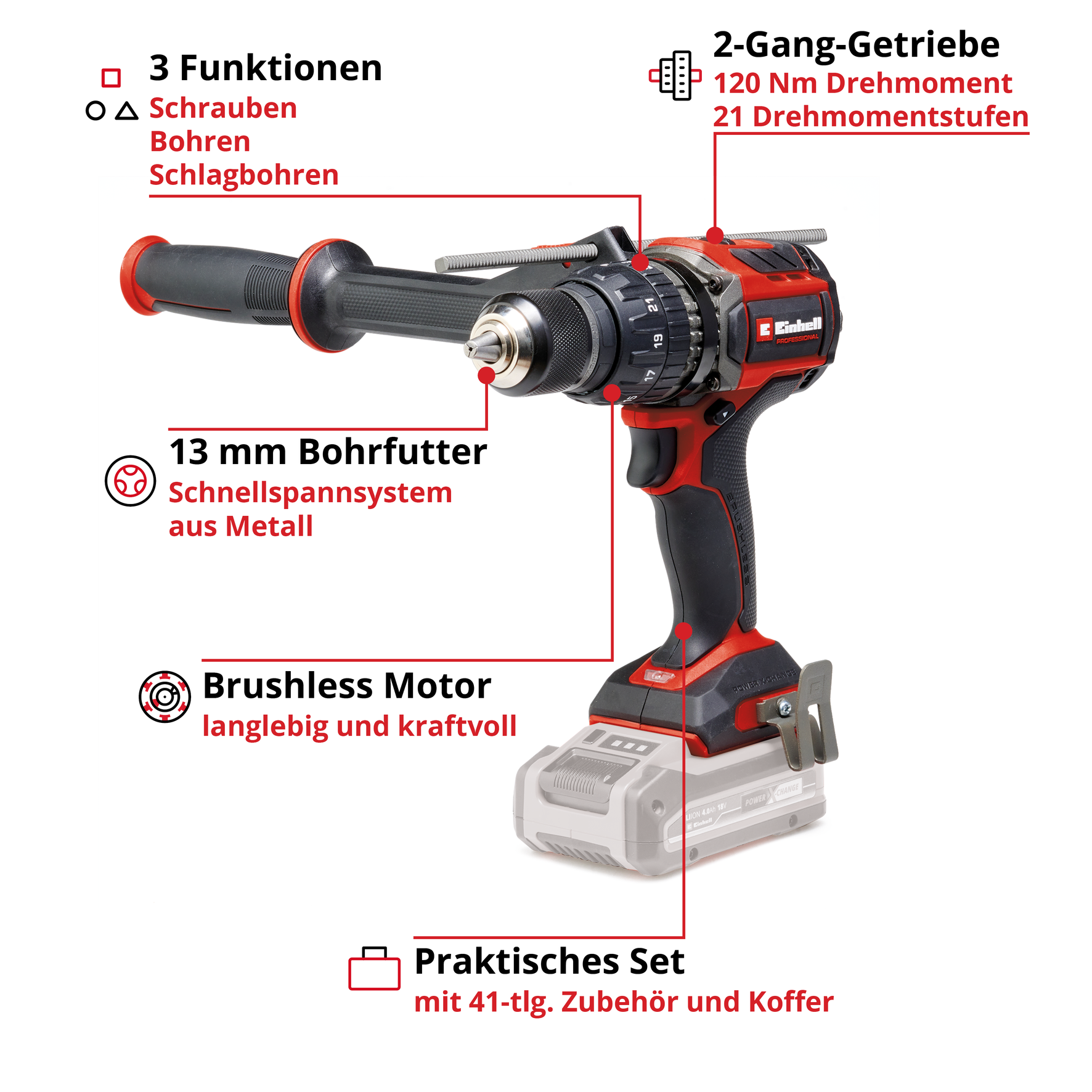 Akku-Schlagbohrschrauber TP-CD 18/120 Li-i BL Solo