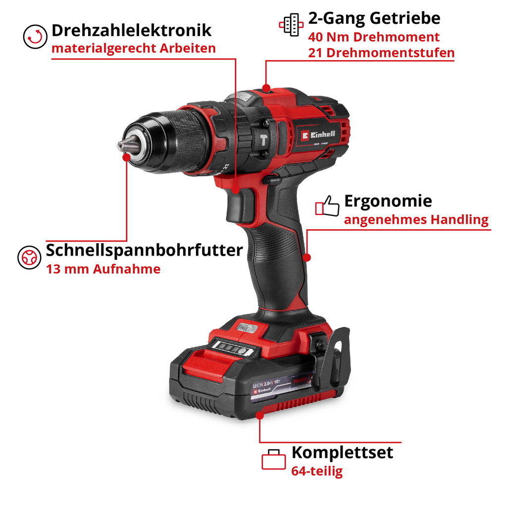 Akku-Schlagbohrschrauber TE-CD 18/40 Li-i +64 (1x2,0Ah)