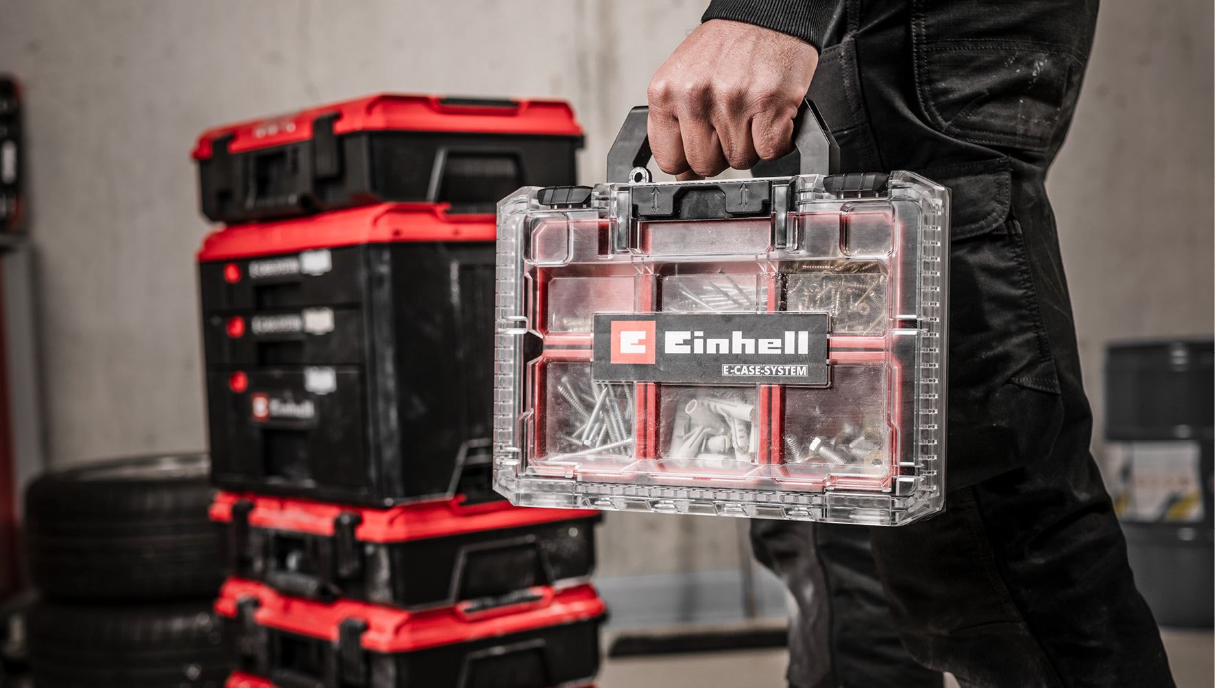 Systemkoffer E-Case Half Size Sortierbox