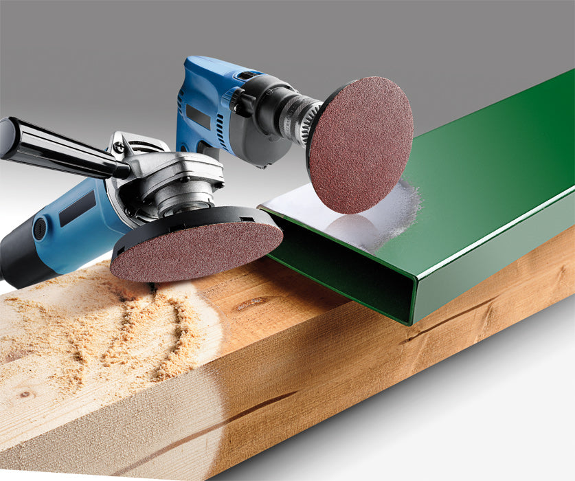 6 QUICK-STICK Schleifscheiben, HOLZ & METALL, Edelkorund, Ø 125 mm, K 40 / K 80 / K 120