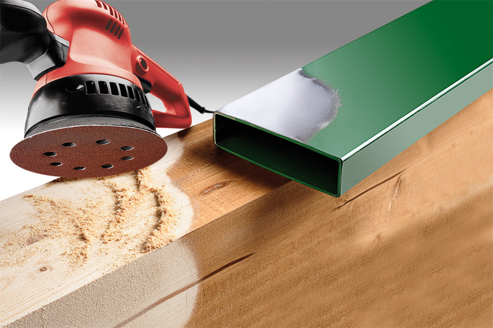 5 QUICK-STICK Schleifscheiben Ø 125 mm, gelocht, K 40 / K 120 / K 240, HOLZ & METALL, Edelkorund