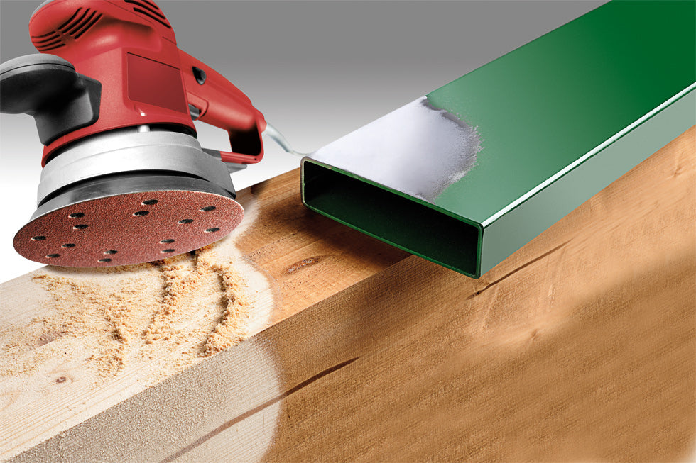 5 QUICK-STICK Schleifscheiben Ø 150 mm, gelocht, K 60, HOLZ & METALL, Edelkorund
