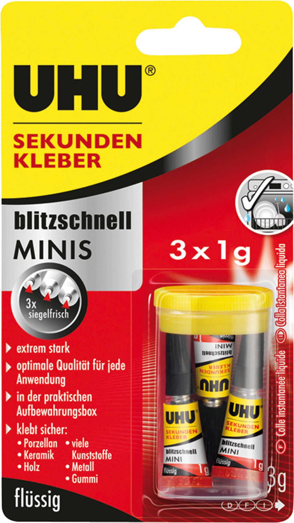 Sekundenkleber flüssig-Minis 3 x 1 g
