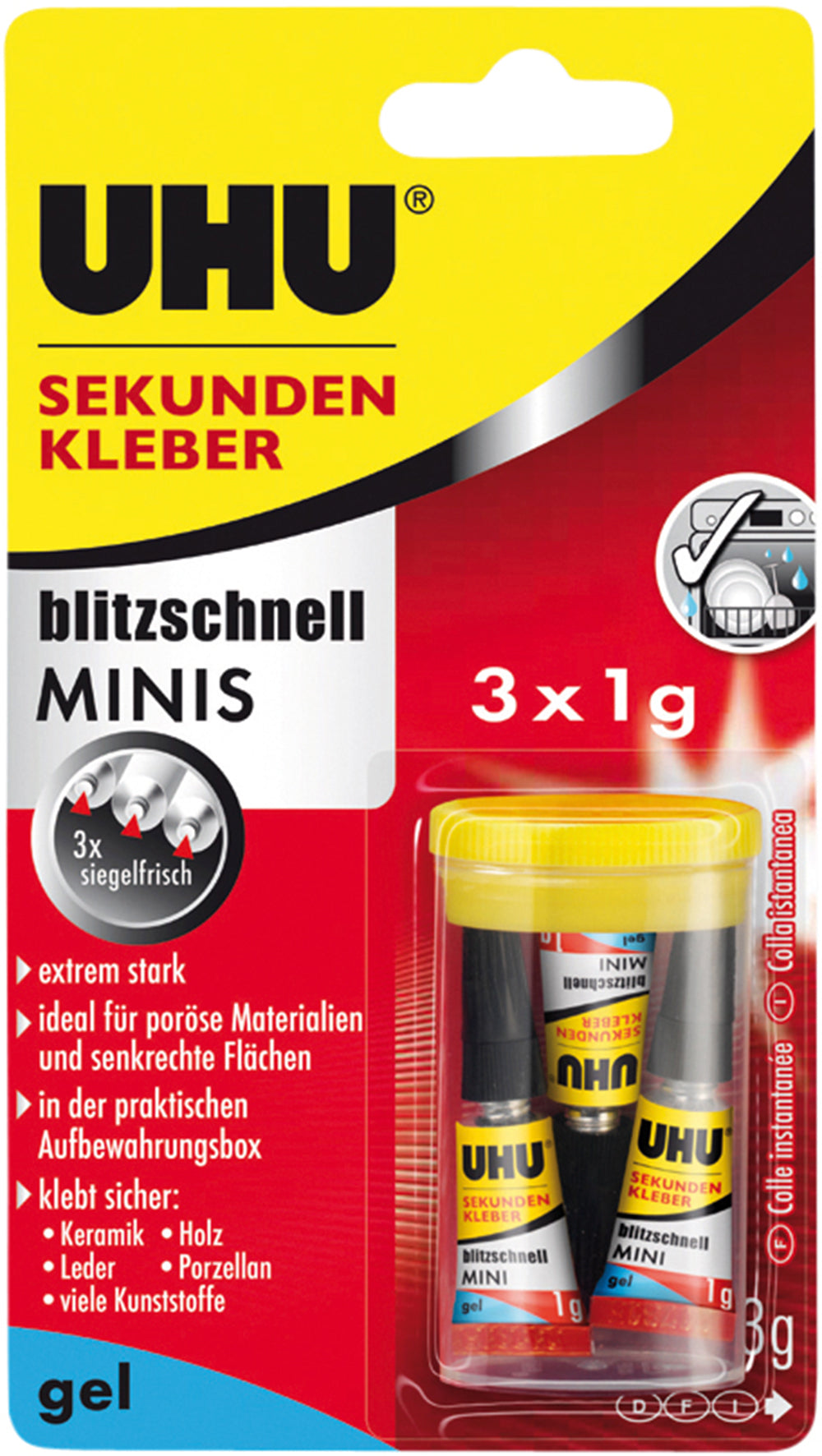 Sekundenkleber Gel-Minis 3 x 1 g