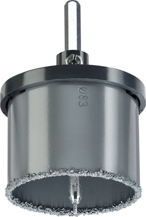Lochsäge hartmetallbestreut, mit Trägerteller und Zentrierbohrer, ø 83 mm