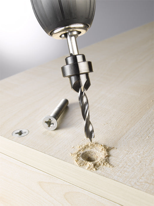 Holzspiralbohrer-Set ø 4 mm mit Aufstecksenker und Tiefenstop 3-tlg.