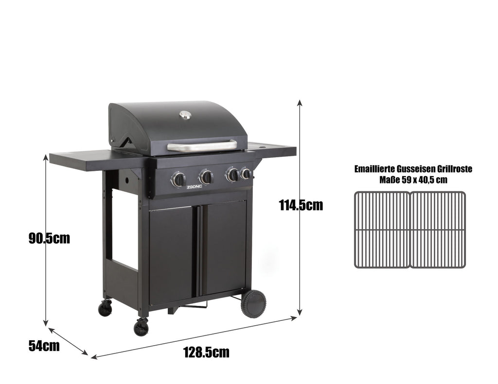 Gasgrill 3 Brenner + Seitenkocher
