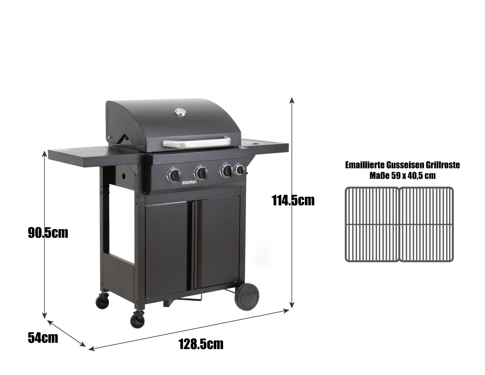 Gasgrill 3 Brenner + Seitenkocher
