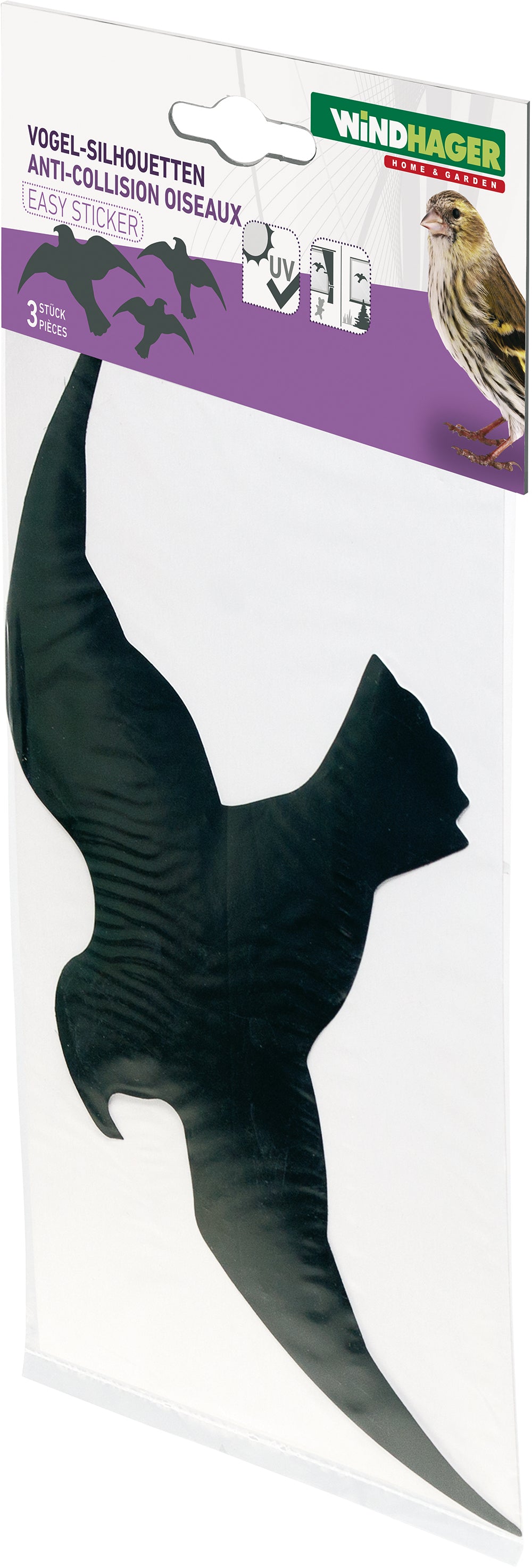 Vogel-Silhouetten-Aufkleber schwarz 3-tlg.