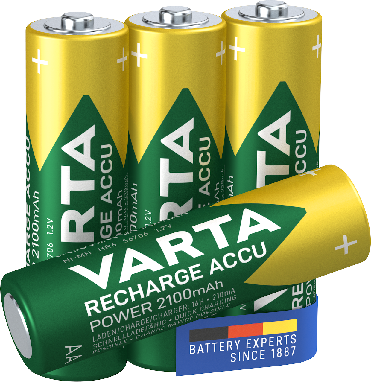 4 NiMH-Akku-Batterien Mignon AA